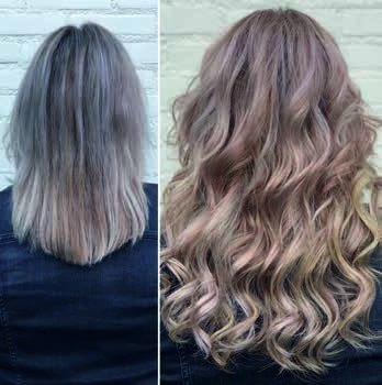 Voor en na hairextensions
